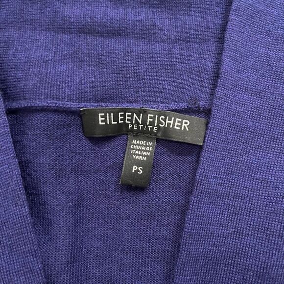 Eileen Fisher Cardigan Sweater Women Small Petite 100% Wool Open Front - Picture 3 of 6